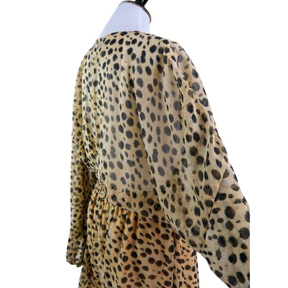 ASOS US 6* Gathered Waist Blouson Sleeve Chiffon Romper Leopard Print - Picture 5 of 11